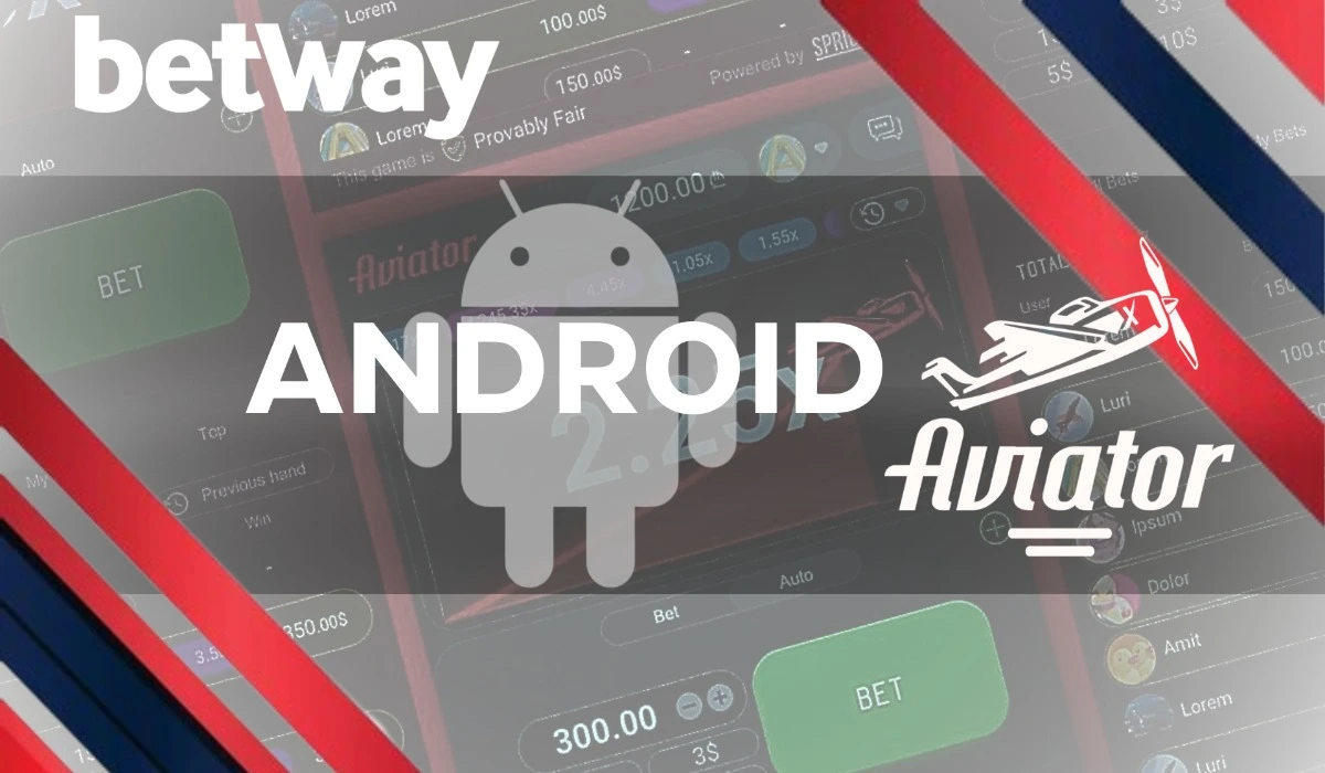 Aviator game background with betway logo and inscription android