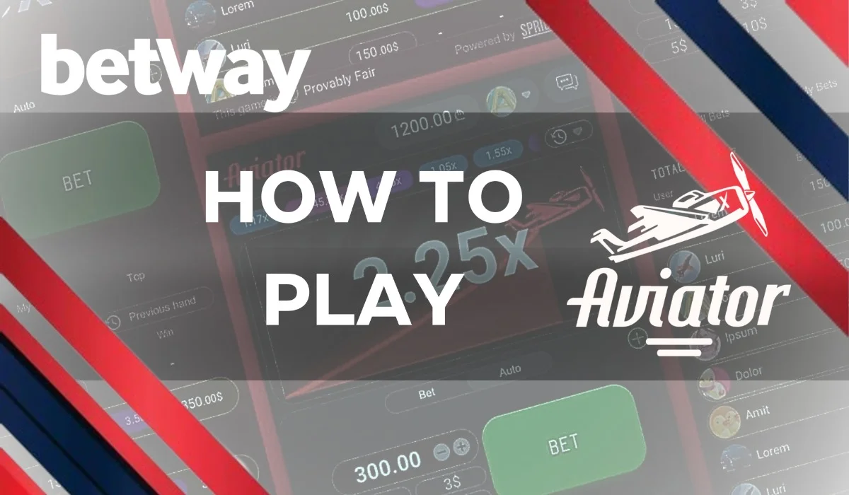 Aviator game background with betway logo and inscription how to play