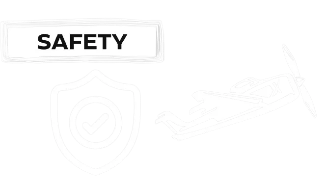 white block safety and white airplane and security emblem